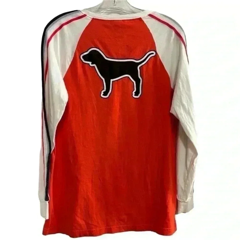 Victoria's Secret PINK Women's Small Red‎ Long Sleeve Raglan T-Shirt